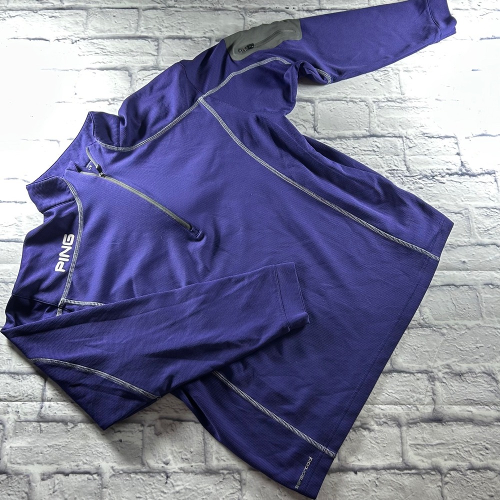 Ping Mens Sensorcool Golf Pullover Purple 1/4 Zip Long Sleeve Large Lightweight